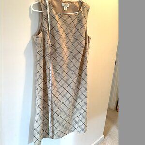 Talbots Woman beige plaid Sleeveless Dress Size 14W, Wool, lined, side zip